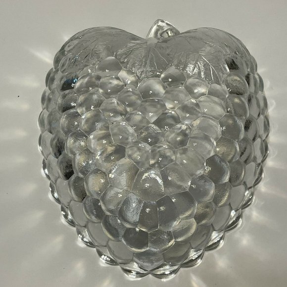 10”  raspberry blackberry Berry shaped bowl candy salad dish clear Textured Leaf - Picture 5 of 8